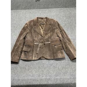 /id. Collection Suede Jacket Women’s Size 10 Brown Blazer Style Button Up